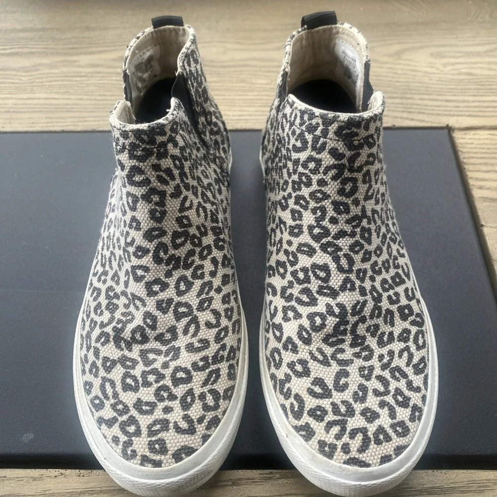 Sperry Top-Sider Crest Vibe High Top Leopard Print Sneakers Grey Black Women 6.5